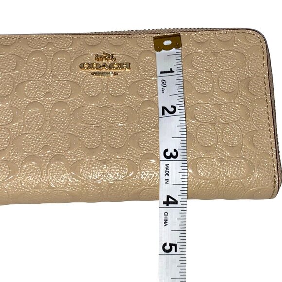 Coach Accordian Zip Signature Debossed Patent Leather Wallet F54805 neutral box - Picture 11 of 11